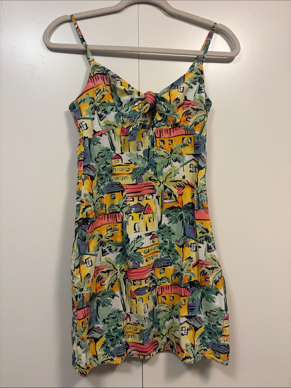 Forever 21 tropical village halter mini dress S